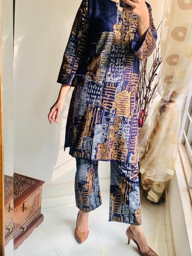 2pcs Women Stitched Linen Printed Suit