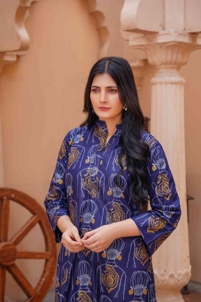 2pcs Women Stitched Linen Printed Shirt And Trouser