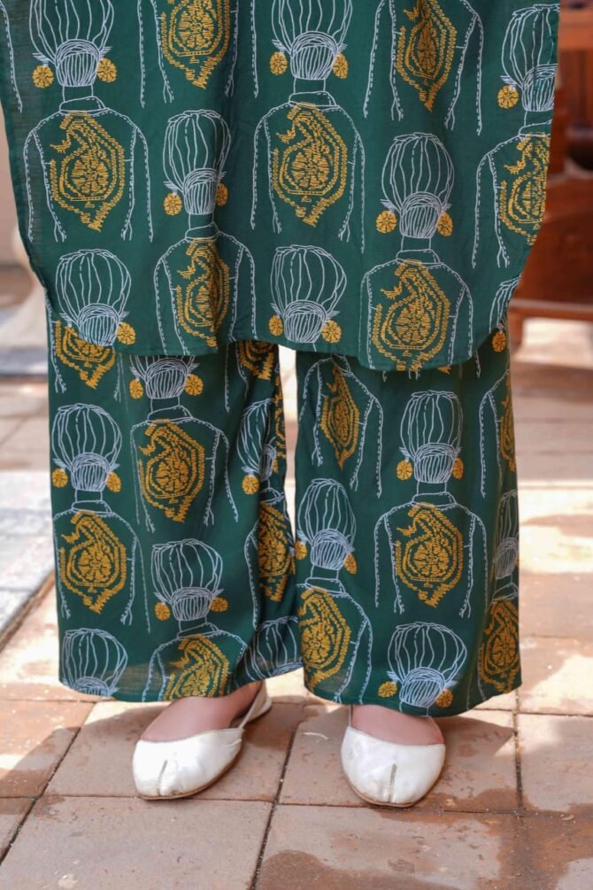 2pcs Women Stitched Linen Printed Shirt And Trouser