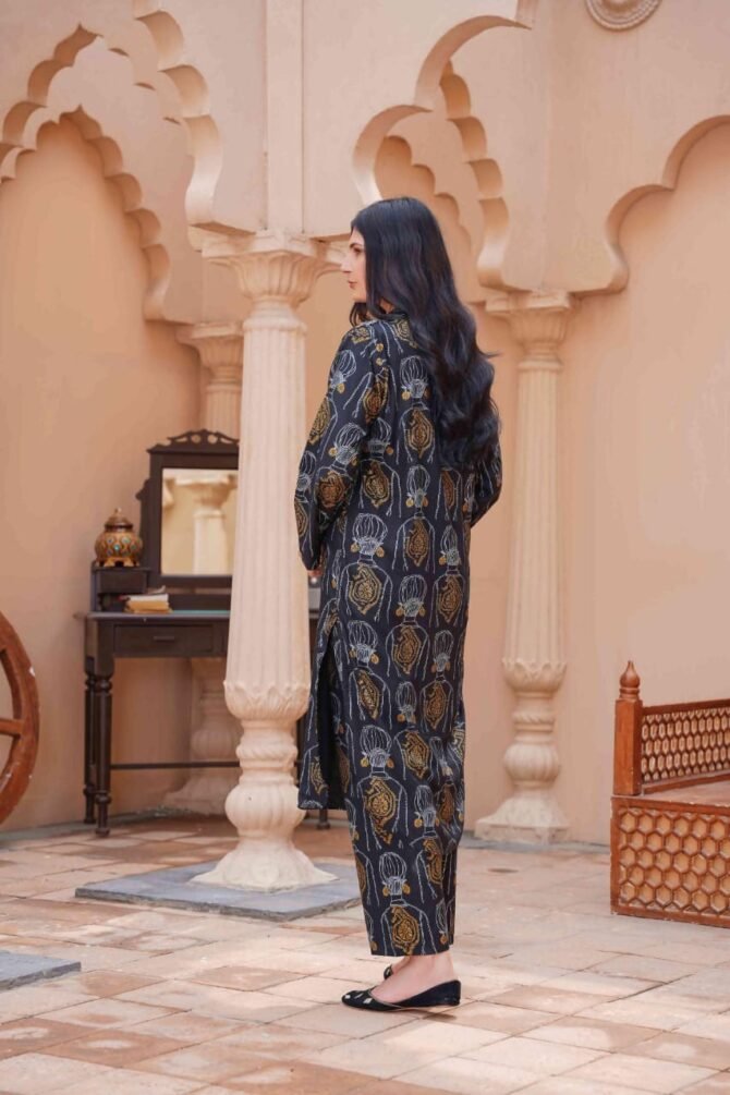 2pcs Women Stitched Linen Printed Shirt And Trouser