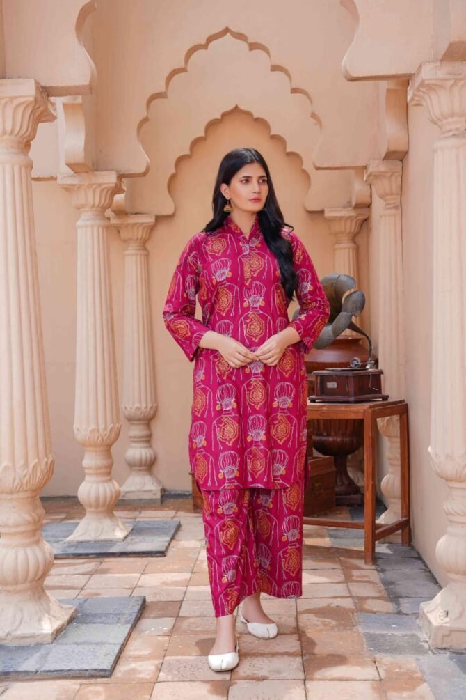 2pcs Women Stitched Linen Printed Shirt And Trouser