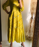 1pcs Women Stitched Linen Embroidered Frock