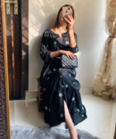 1pcs Women Stitched Linen Embroidered Frock
