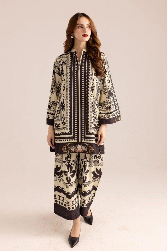 2pcs Women Stitched Printed Shirt And Trouser