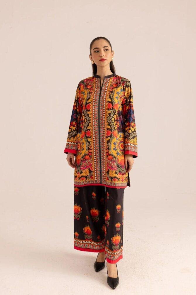 2pcs Women Stitched Printed Shirt And Trouser