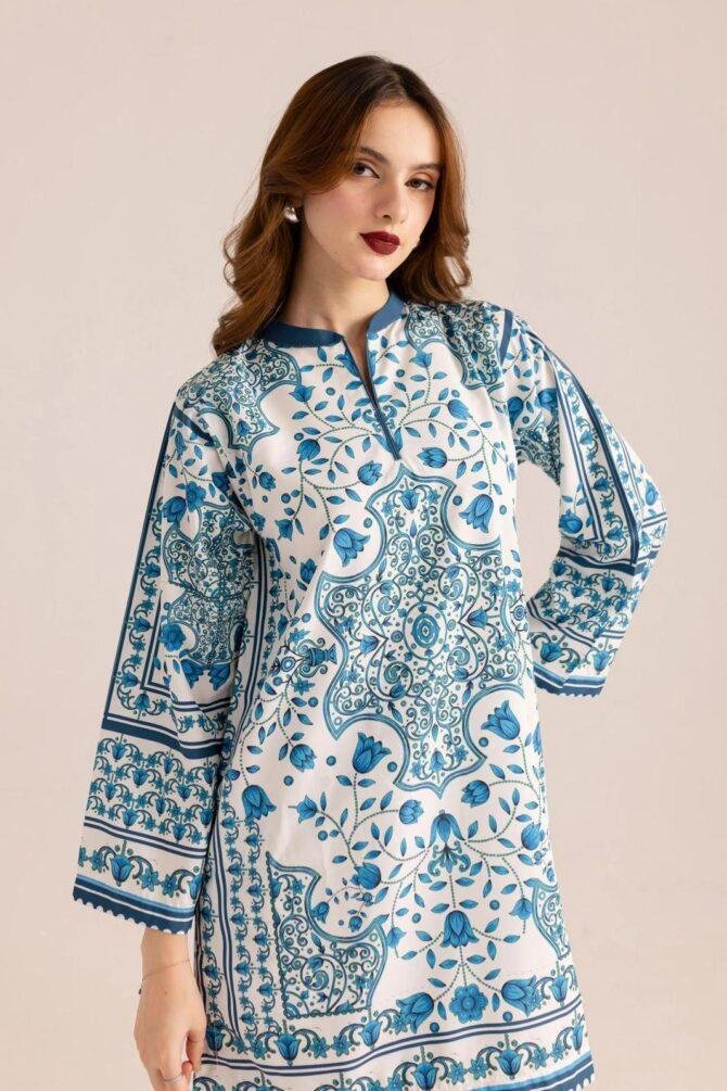 2pcs Women Stitched Printed Shirt And Trouser