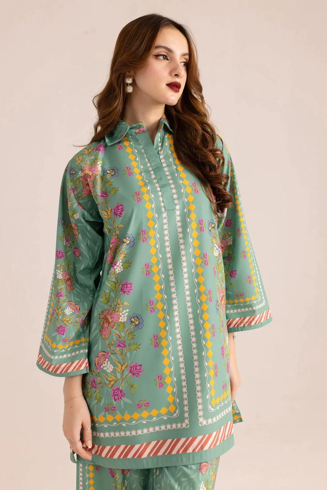2pcs Women Stitched Printed Shirt And Trouser